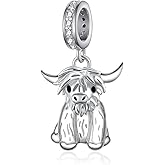 CVRAVO Highland Cow Charm 925 Sterling Silver Cow Charms for Bracelets Cow Jewelry Highland Cow Jewelry Gifts for Women