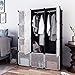 Tespo Portable Clothes Closet, Wardrobe Cabinet, Bedroom Armoire, Storage Organizer with Doors, Capacious & Sturdy. Black 12 Cubes with Floral Pattern.