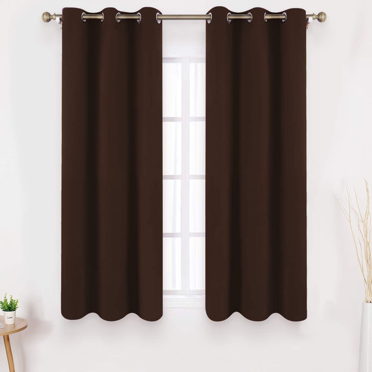 HOMEIDEAS Chocolate Blackout Curtains 42 X 63 Inch Set of 2 Panels Brown Room Darkening Bedroom Curtains, Thermal Grommet Light Blocking Window Curtains for Living Room