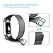 Tecson Magnetic Bands Compatible Fitbit Charge 2 (Pack of 2), Stainless Steel Metal Milanese Replacement Strap with Magnet Lock for Fitbit Charge 2, Rose Pink and Black