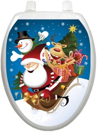 Joy Ride Toilet Tattoo TT-X626-O Elongated Winter Snow Holiday Santa