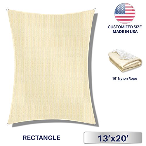 Windscreen4less Sun Shade Sail for Outdoor Patio Backyard UV Block Awning with Steel D-rings 13f ...