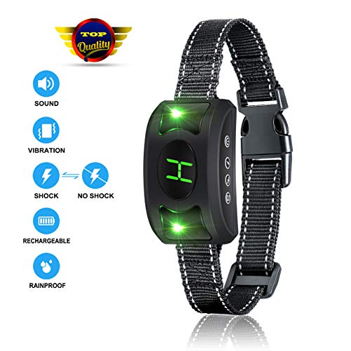 Allenker Bark Collar Rechargeable – Smart Detection Dog Bark Collar with 3 Correction Modes: Beep Vibration Harmless Shock – Waterproof No Bark Collar For Small Dogs,Meduim and Large Dogs