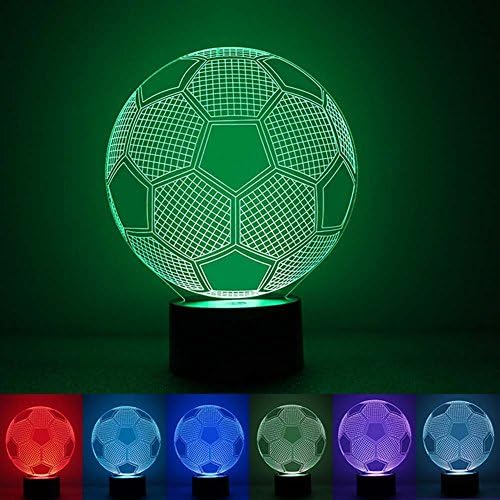 Soccer 3D Night Light Touch Art Desk Lamp - NUIBY 7 Colors LED Table Lamp for Living Room Bedroom - Optical 3D Illusion Lighting for Birthday &amp; Christmas Gifts