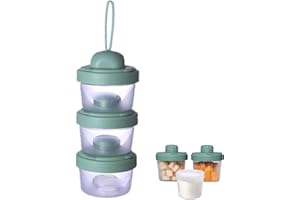 IENYPA Baby Milk Powder Stackable Formula Dispenser, Formula Container for Travel, Non-Spill Baby Snack Storage Container with Handle, Travel Portable Baby Feeding Mixer Bottle, BPA-Free, Green