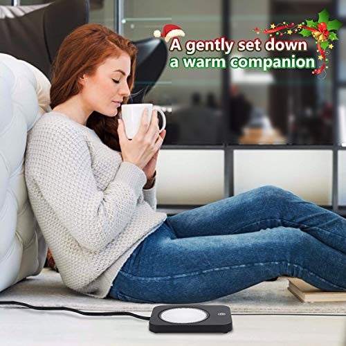 SWARK Smart Coffee Warmer for desk, Cup warmer with automatic shut off for Office Home Use, Electric Cup Beverage Plate for Candle, Water, Cocoa, Milk (Pure black)