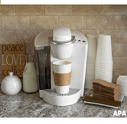 image for Ilyapa 100 Pack - 16 oz To Go Coffee Cups with Sleeves, Lids & Stirrer
