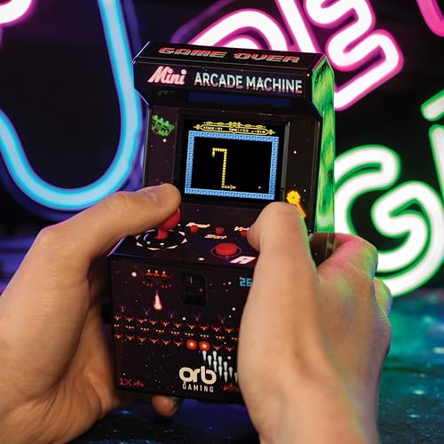 Mini Arcade Machine, 240 Built-In 8-Bit Games, 2.5” Full Colour Screen, 8-Way Joystick, Handheld Retro Games Console – Orb Gaming by ThumbsUp!