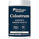 Great Lakes Wellness Colostrum Supplement Powder, 90 Servings (3.8oz), 1200mg per Serving, Pure Bovine Colostrum Powder for Immune Support, No Fillers, Third Party Tested