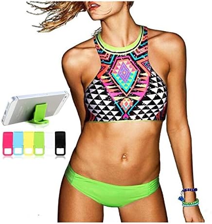 UP LURE Girl Women Halter Top Tropical Geometric Pattern Swimwear Bikini Set (Medium(2-4), Green)