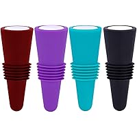 Wine Stoppers for wine bottles,FEIPUKER Colorful Silicone + Stainless Steel Wine Stopper,Wine Outlet Cap, Bottle Cover…