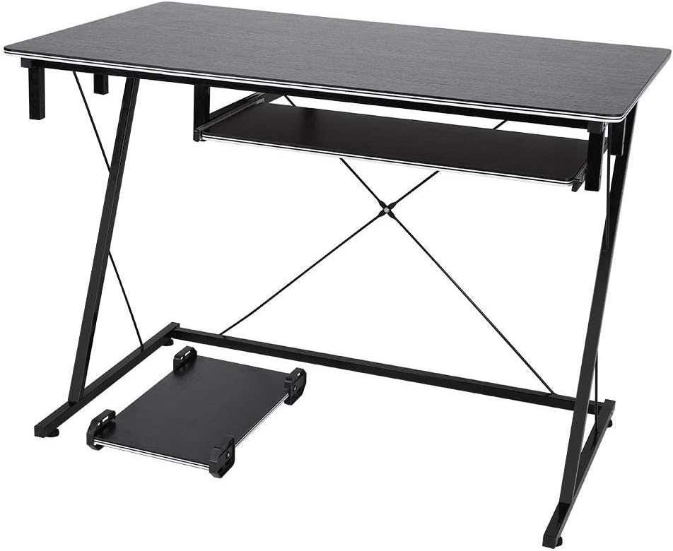 Computer Workstation,Z-Shaped Computer Desk PC Table Workstation Laptop Desk Office Study Writing Desk Dining Gaming Table with Metal Frame for Home Office Black,100 x 59 x 70cm