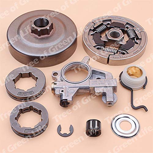 NAWQK Kupplungstrommel 3/8"8T 7T Kettenrad Rim Kit für Stihl MS361 MS 361 Ölpumpe Wurmzahnrad Kettensäge 1128 007 1000, 1128 160 2004 – Bild 6