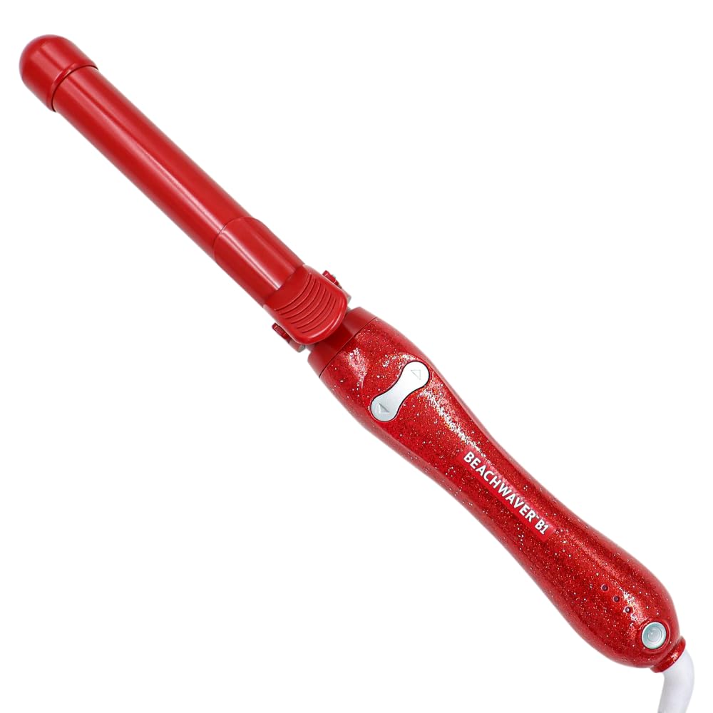 Photo 1 of Beachwaver B1 Rotating Curling Iron - Automatic 1 Inch Ceramic Curling Iron - Easy-to-Use Spinning Wand for Long-Lasting Waves - Auto-Shut Off, Travel-Friendly, Dual Voltage in Red Glitter