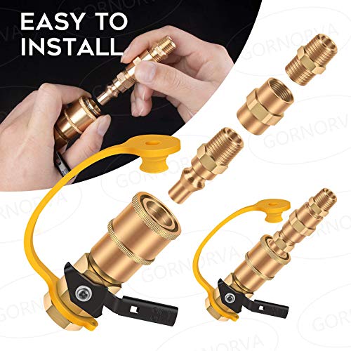 GORNORVA 5PCS 1/4" RV Propane Quick Connecting Fittings with Teflon Tape,Gas Quick Connect