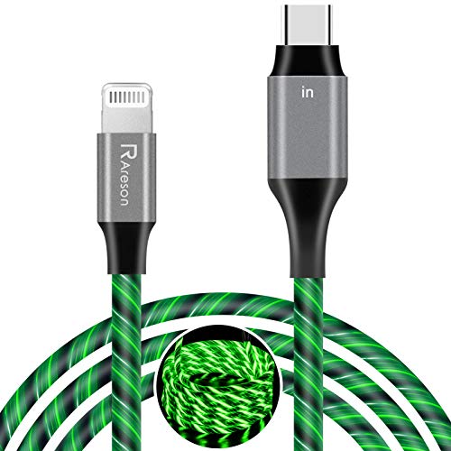 USB C to Lightning Cable 6Ft, Areson MFi Certified iPhone 12 Lightning to USB C LED Light Up