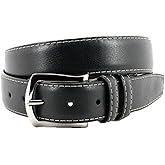 Torino Leather Contrast Stitched Italian Soft Calfskin Belt - Black 38