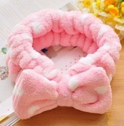 Oisee 2 PCS Headband Makeup Headbands Mask Hairband Wash Face Towel Hair Band for Hair Accessories(Pink Polka Dots)