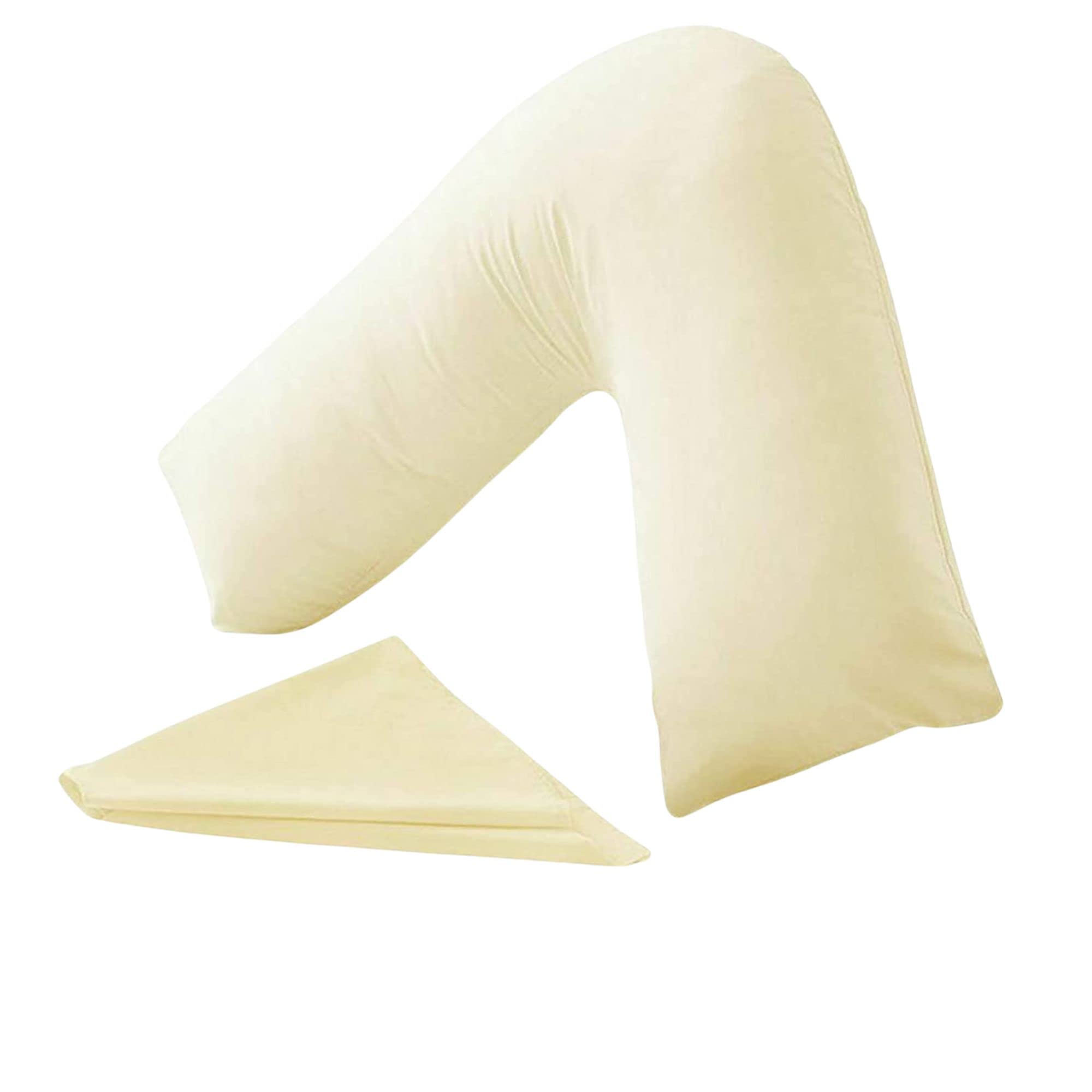 KANAK V Shaped Pillowcase Plain Polycotton Back & Neck Support V Pillow case cover - Orthopaedic/Pregnancy/Nursing Pillow Cover Only - Cream — image 1