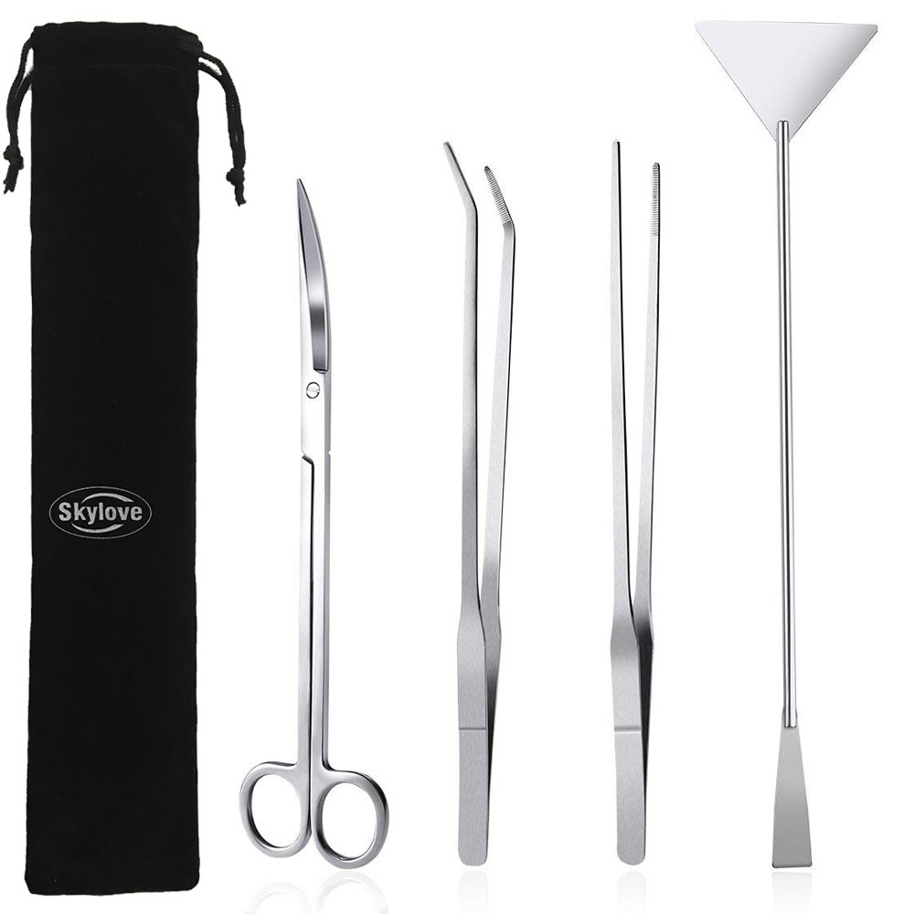 Skoye Aquarium Tweezers Scissor Spatula Tools 4 in 1 Long Stainless