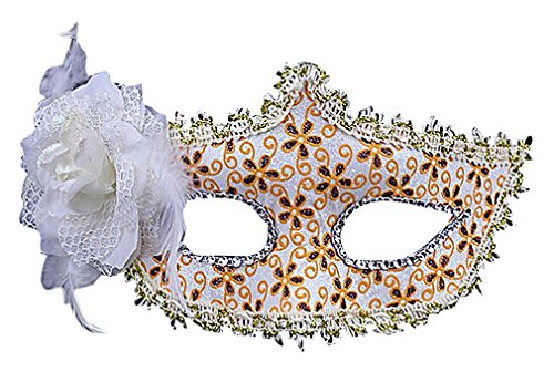 Maze Women's Colorful Sensual PVC Lace Floral Applique Venetian Eye Masks