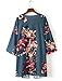 Girls' Sheer Boho Floral Cardigan Open front Cover Up Blouse Dark Green L