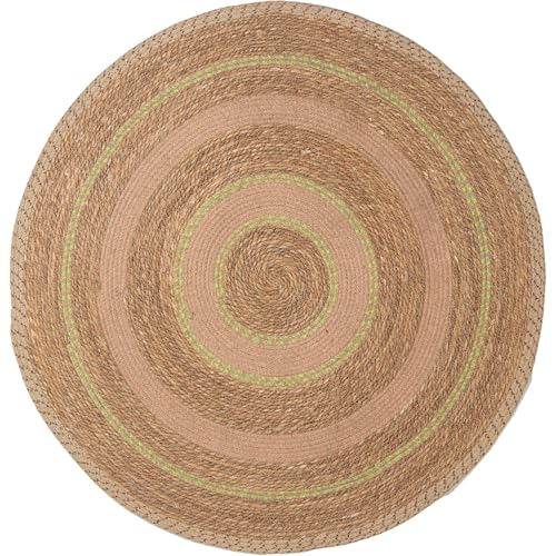 ALFOMBRA MIMBRE ø150CM NATURAL/VERDE_°150CM