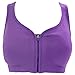 BollyQueena Women's Full-Support Racerback Sports Bra Support Bra Front Zip Design Strapless Bra Purple M