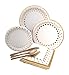 Gold Polka Dot Party Supplies Elegant Metallic Foil Includes Paper Plates, Napkins & Silverware for 8 Guests