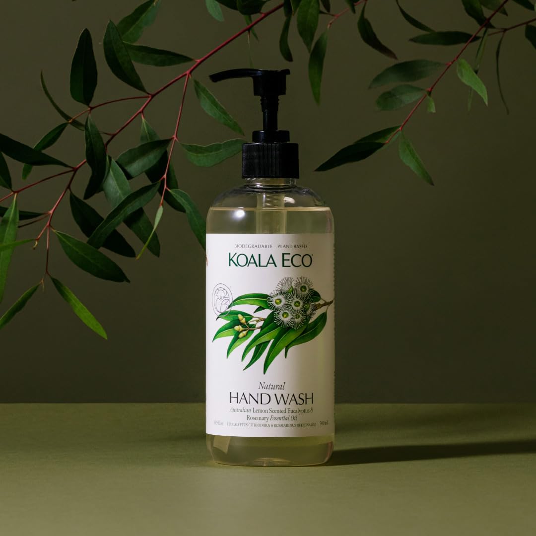 Koala Eco Natural Hand Wash- Plant-Based, Eco-Friendly - with Australian Lemon Scented Eucalyptus & Rosemary Essential Oil - 16 oz