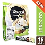 Nescafe 3 in 1 Tropical COCONUT Coffee Latte - Instant Coffee Packets - Single Serve Flavored Coffee Mix (15 Sticks)