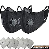 BASE CAMP Dust Breathing Mask Activated Carbon Dustproof Mask with Extra Carbon N99 Filters for Pollen Allergy Woodworking Mowing Running Cycling Outdoor Activities (Team B)
