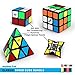 Unplugkid QiYi MoFangGe Classic Speed Cube Set - Certified QiYi WCA Quality Competition Speed Cube Bundle | 1x3 Floppy Spinner Pyraminx Pyramid 3x3 Thunderclap 2x2 Qidi | 4 Cube Bags, Strategy Guide