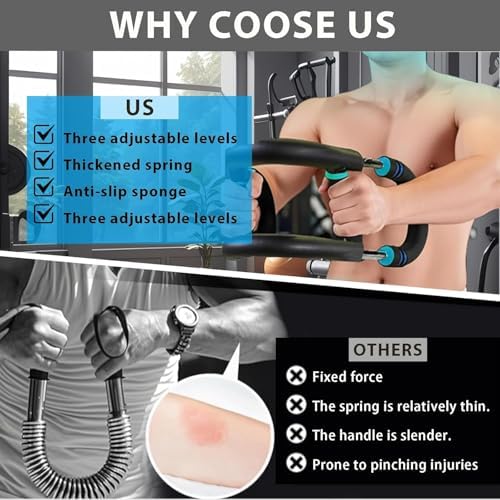 Shaker Twister - Entrenador de brazo ajustable, 60 – 100 libras, ejercitador de brazos y músculos de mano, forma de U, expansor de pecho ajustable, forma el cuerpo perfecto para hombres