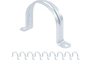 JDHGSHL 2-1/2 Inch Reinforced Rigid Pipe Strap, 2 Holes U Bracket Cable Clamp Hanger, Zinc Coated Tension Tube Clip, Conduits Strap Clamps for Pipe Fixing on Various Surfaces, 10 PCS(63 mm)