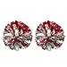 Red and Silver Cheerleading Pom Poms with Finger Rings, 2 Pack Metallic Cheer Accessories for Kids Dance Team, Round Spirit Pompons with Handle for Girls School Sports Performance