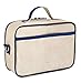 SoYoung Lunch Bag - Raw Linen, Eco-Friendly, Retro-Inspired and Easy to Clean (Blue Dinosaur)