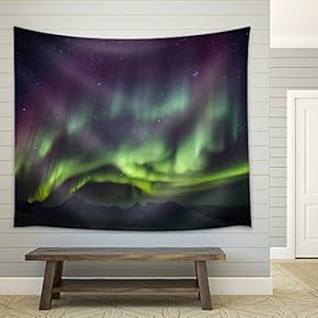 Arctic Magical Landscape - Northern Lights - Fabric Wall Tapestry Home Decor - 51x60 inches