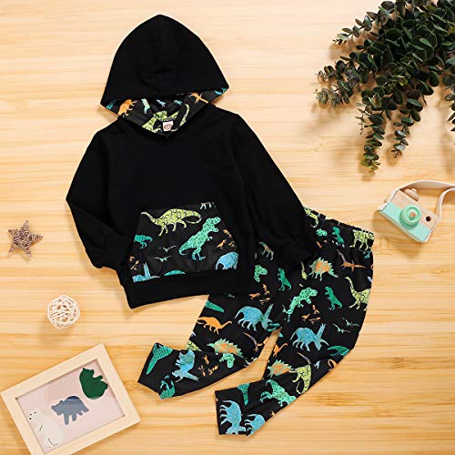 puseky 2 Stks Kids Peuter Jongen Mode Dinosaurus Kleding Hoodie Shirt + Broek Outfits Trainingspak Set - Image 5