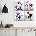 Spirit Up Art 4Pcs/Sets Huge Modern Giclee Prints Artwork Multi Flowers Pictures Photo Paintings Print on Canvas, Wall Art for Home Walls Decor, Stretched and Framed, Ready to Hang, 12 * 12inches