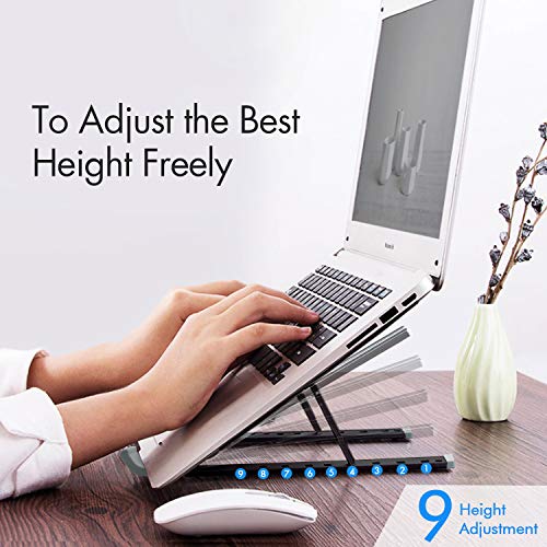 Portable Laptop Stand Foldable Adjustable Laptop Stand Holder Universal Ergonomic Aluminium Alloy Travel Mini Ventilated Notebook Stand for Macbook Notebook Computer PC iPad Tablet with Flannelette Bag
