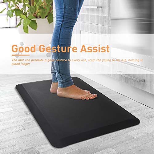 SHINEURI Comfort Mat, Anti Fatigue Mat to Reduce Back Pain Stain Resistance No - Slip Standing Mats with 3/4 inch Thick Ergo - foam Core, Suit for Kitchen, Office and Garage 20 x 32 x 3/4 inch - Black - Thumbnail 6