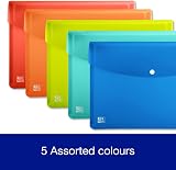 Oxford A4 Plastic Wallets Pack of 5 Assorted Colours view 4
