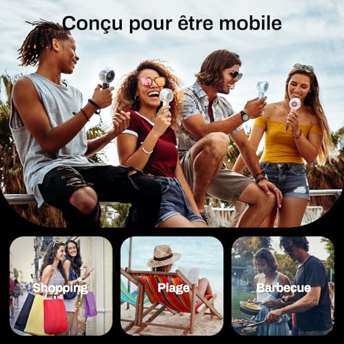 Dnenellr Portable Handheld Misting Fan, Powerful Mini USB Fan, Turbo Motor, 6000mAh Rechargeable Battery, 4 Speeds for Travel, Outdoor, Summer Gift for Women Men (Black)
