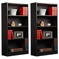 Mylex Orion 4-Shelf Bookcase, Black, Set of 2