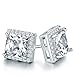 Outop 18K White Gold Plated Princee Cut Cubic Zironia Halo Stud Earrings for Women