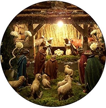 7.5 Inch Nativity of Jesus Christ Birthday Cake Toppers Decorations On Edible Rice Paper