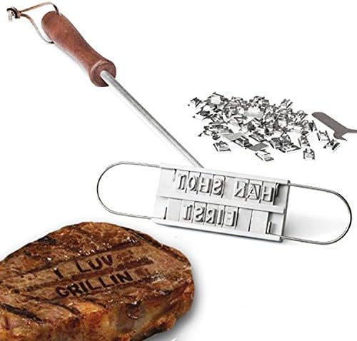 Willcomes DIY BBQ Burger Grill Branding Iron with 55 Changeable Letters Barbecue Names Tool Meat Steak Outdoor