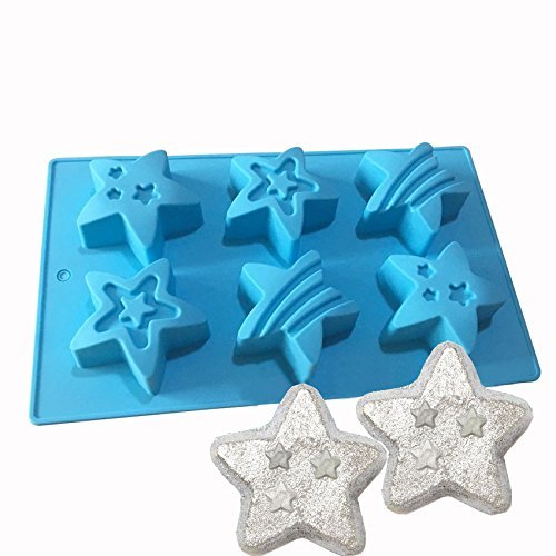 Tyoungg Cute Silicone Bath Bomb Mold Fizzies Star Mold Soap Mold 6 Cavity