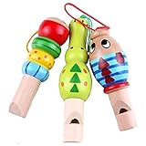 Baby Wood Whistle,YIFAN Cartoon Animal Wooden Whistle Educational Music Instrument Toy for Baby Kids Children - 1 Piece- Random Color